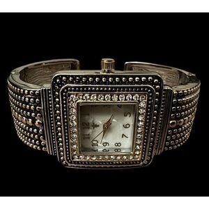 Geneva Adjustable Cuff Bracelet Quartz Analog Ladies Watch
